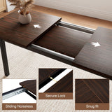 Einhomn 5 Pieces Dining Room Table Set for 4-6, 63' Extendable Kitchen Table Set with 2 Benches & 2 Stools, Small Dining Table Set with Metal Frame & MDF Board, Espresso Einhomn