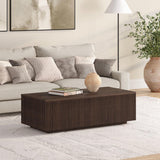 Henn&Hart 48" Fluted Rectangular Low-Profile Coffee Table for Living Room, Family Room, or Office, Alder Brown Henn&Hart