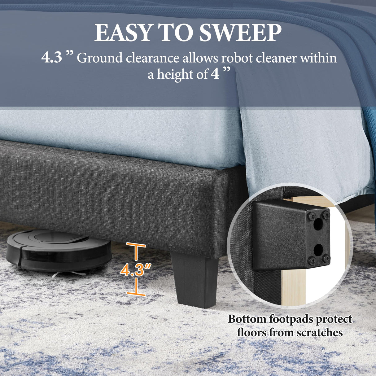 Yaheetech Upholstered Full Size Bed Frame with Wing Headboard & Wooden Slats - Dark Gray Yaheetech