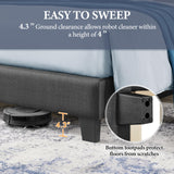 Yaheetech Upholstered Full Size Bed Frame with Wing Headboard & Wooden Slats - Dark Gray Yaheetech