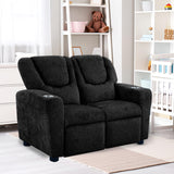 Naomi Home Suri Kids Recliner Loveseat with Cup Holders & Footrests, Black Chenille - Cozy 2-Seater Lounge for Children Naomi Home