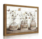 Farmhouse Bathroom Decor Wall Art, Framed Rustic Cotton Pictures Canvas Wall Decor Painting, Modern Country Relax Soak Unwind Sign Artwork Posters Prints for Bathroom 12x16In Dark Wood Frame fancynew