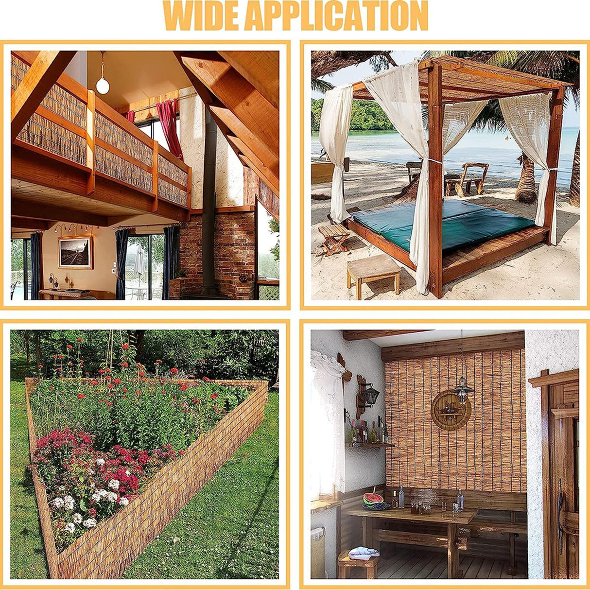 Natural Bamboo Fencing for Garden, Reed Fence,Decorative Rolled Willow Border Screen, Hand-Woven,Sun Shade,Waterproof,for Balcony,Patio,Garden (Size : 90x200CM(35x79in)) Bcofo