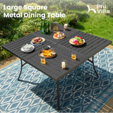 PHI VILLA 9 Pcs Patio Dining Set with Large Square Metal Dining Table & 8 Outdoor Padded Textilene Fabric Swivel Dining Chairs, Outside Table Chair Furniture Dining Set for 8 Person PHI VILLA