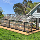 Polycarbonate Greenhouses, 8x20 FT Green Houses for Outside with 4 Adjustable Roof Vents, Walk-in Aluminum Frame Greenhouse with Sliding Doors for Backyard Garden (8x20FT) Pipleo