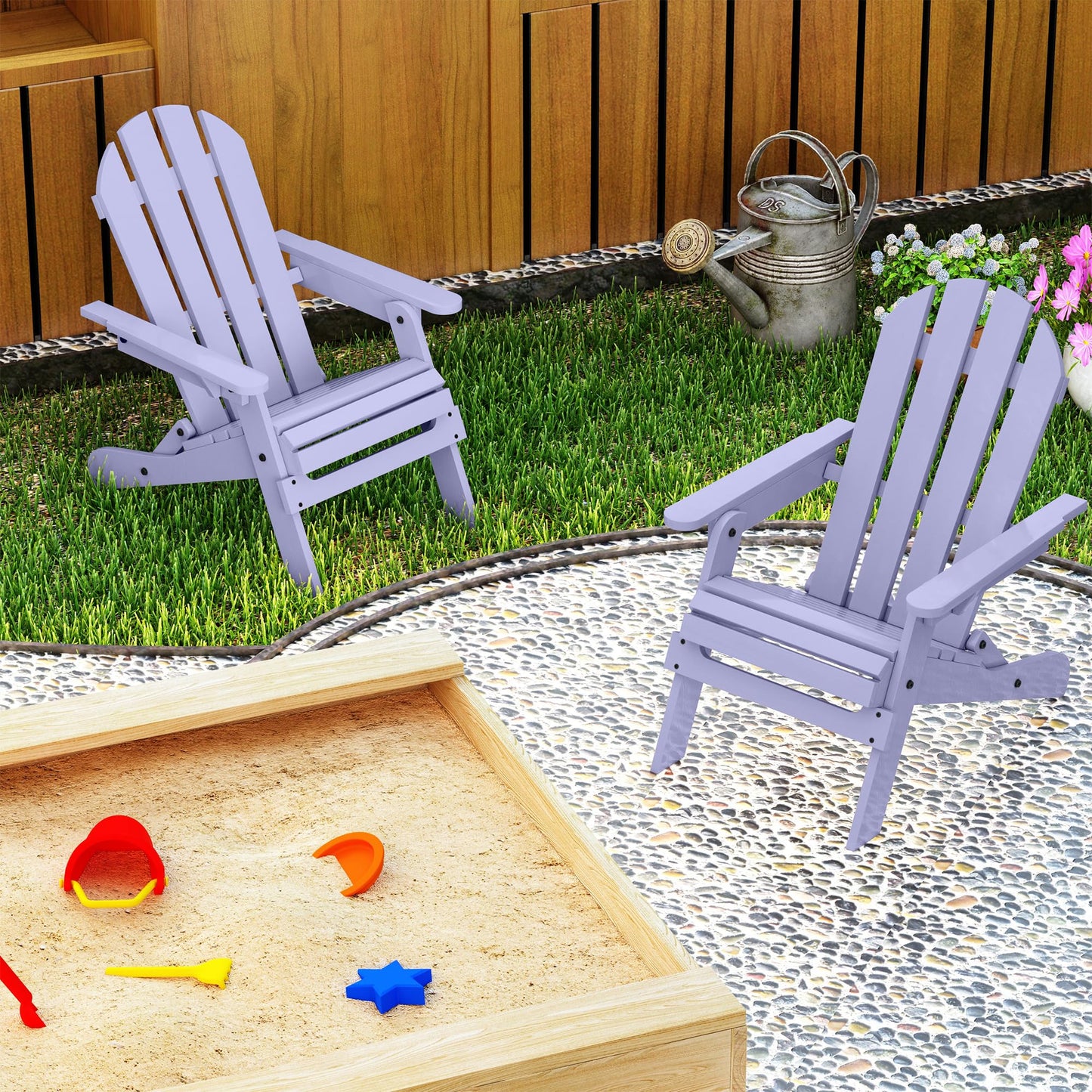 HOLTICO Kids Adirondack Chair, Accent Toddler Adirondack Chair, Folding Adirondack Chair, Outdoor Wooden Kids Fire Pit Lounge Chairs for Yard, Garden, Patio