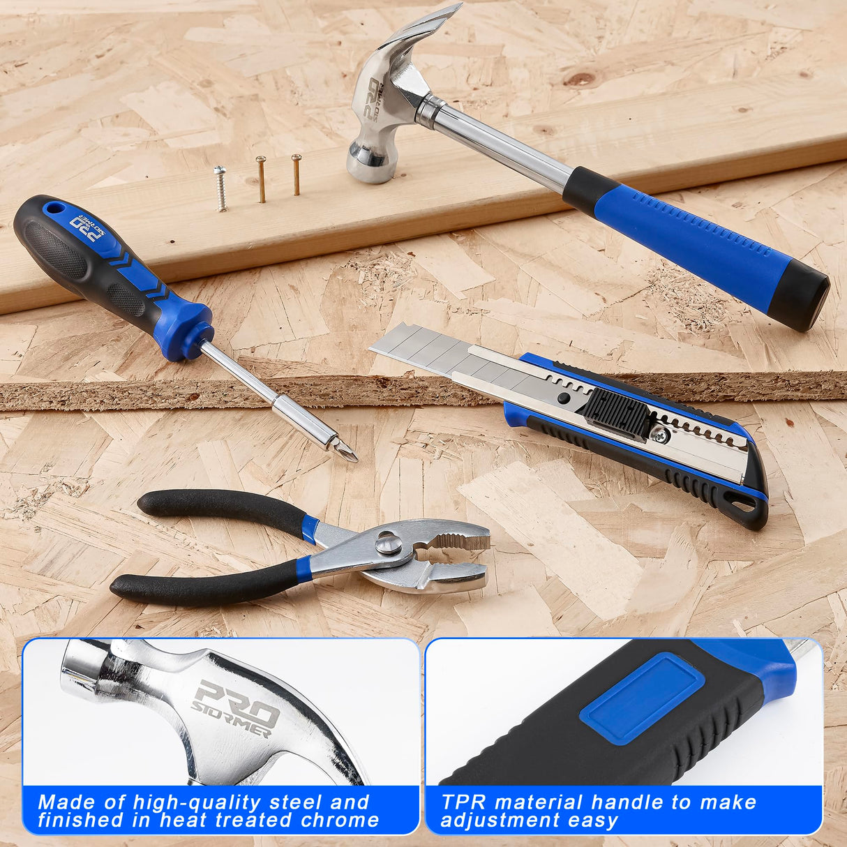 Prostormer 93-Piece Tool Kit, Basic Household Repair Tool Set with Toolbox Storage Case, Small Starter Tool Box Kit for Homeowners and College Students Prostormer