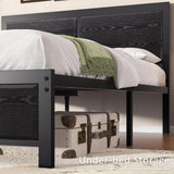 VECELO Full Size Bed Frame with Black Wood Headboard and Footboard, 14 Inch Platform Mattress Foundation, No Box Spring Needed, Heavy Duty Support, Easy Assembly VECELO