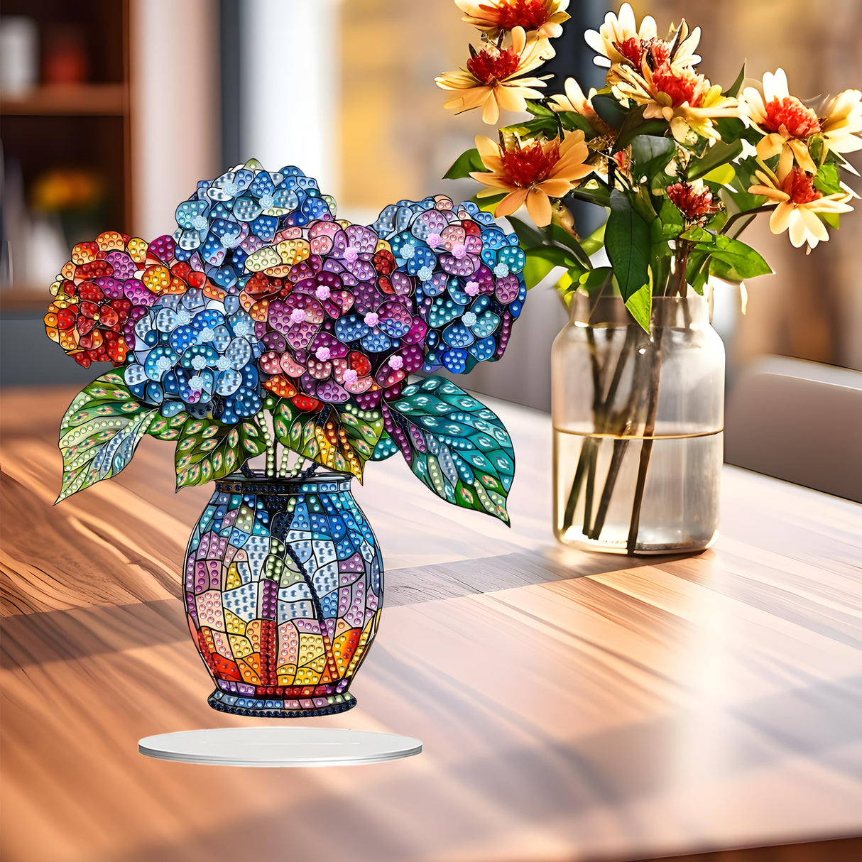 JJFox DIY Vase Tabletop Diamond Art Painting Kit，Special Shaped Rhinestone Desk Placement Ornament，Home Stand Up Gem Painting Craft Kit，Double Sided JJFox