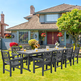 HDPE Dining Table Set for 10,12-Piece Outdoor Table and Chairs Include 10 Dining Chairs and 2 Pcs 62.5" Patio Dining Table with Umbrella Hole (Gray) AZXZCS