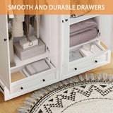 Mhsatyrs Armoire Wardrobe Closet with Drawers: 74" Large White Armoire Wardrobe Closet with 4 Doors, Bedroom Armoires with Hanging Rod and 2 Drawers, Wooden Clothes Storage Cabinet (White, 63") Mhsatyrs