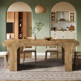 Tribesigns 71-Inch Large Dining Table for 6-8, Farmhouse Wooden Kitchen Table with Arched Design, Rectangular Dining Room Furniture with Double Pedestal for Dinner, Banquet, Natural Wood Grain Tribesigns