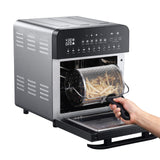 GoWISE USA 14.7-Quart Air Fryer Grill with Dual Heating Elements & Oven with Rotisserie, Dehydrator, Preheat and Broil Functions + 11 Accessories with 2 Recipe Books (Stainless Steel/Black), Ultimate GoWISE USA