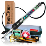 Premium Inside Insight Clear Wood Burning Kit & Soldering Iron Kit + Case, Solder, 8 Tip, Tweezer, Pump, Flux, Precise Pen-Fast Heat, LCD Temp Control 392-932°F, Art, Craft, Electronics, Pro DiY Inside Insight