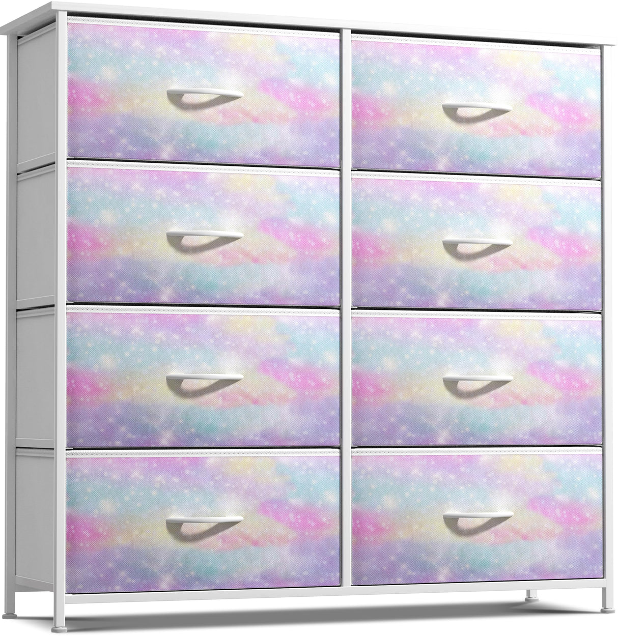 Sorbus Kids Dresser with 8 Drawers - Storage Chest Organizer Unit Nightstand - Steel Frame, Wood Top, Tie-Dye Fabric Bins for Clothes - Wide Furniture for Bedroom, Hallway, Nursery, Closet, Apartment Sorbus