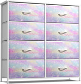 Sorbus Kids Dresser with 8 Drawers - Storage Chest Organizer Unit Nightstand - Steel Frame, Wood Top, Tie-Dye Fabric Bins for Clothes - Wide Furniture for Bedroom, Hallway, Nursery, Closet, Apartment Sorbus