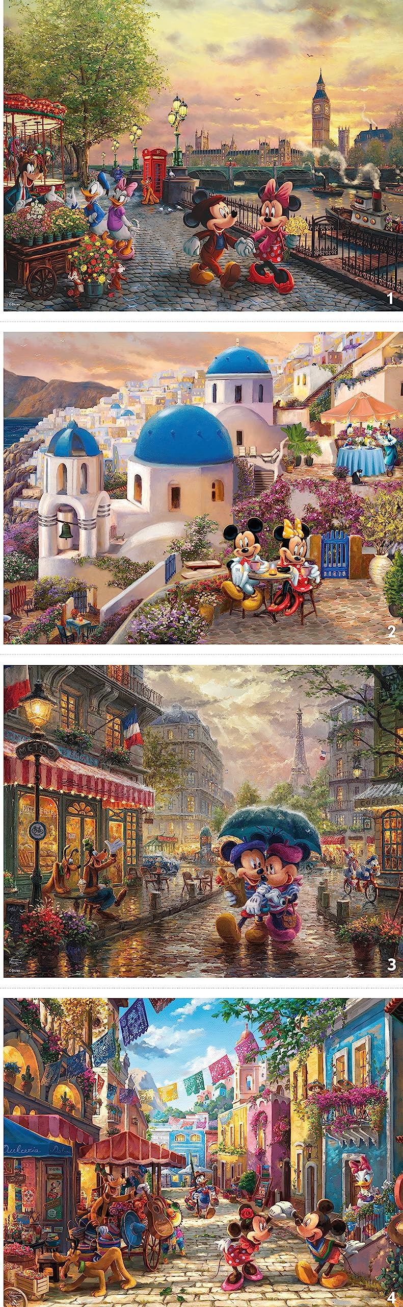 Ceaco - 4 in 1 Multipack - Thomas Kinkade - Disney - Mickey & Minnie - (4) 500 Piece Jigsaw Puzzles Ceaco
