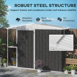 Outsunny 8 x 4ft Outdoor Storage Shed with Lock, 2-Tier Storage Rack, Air Vents, Garden Tool Shed for Backyard, Patio, Lawn, Dark Gray Outsunny