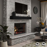 BoscoMondo Fireplace Mantel, Handcrafted Rustic from Solid Pine, Wall-Mounted Floating Farmhouse Shelf - 8x6x60 Deep Black BoscoMondo