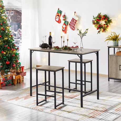 Yaheetech 3 Piece Industrial Bar Table Set with Backless Stools - Stylish Counter Height Kitchen Furniture for Small Spaces Yaheetech