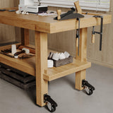 DOZAWA Workbench Stepdown Caster, 700 Lbs Casters Wheels Set of 4 Heavy Duty Steel, 2.5" All Steel Construction Urethane Wheels with Screws & Screwdriver DOZAWA