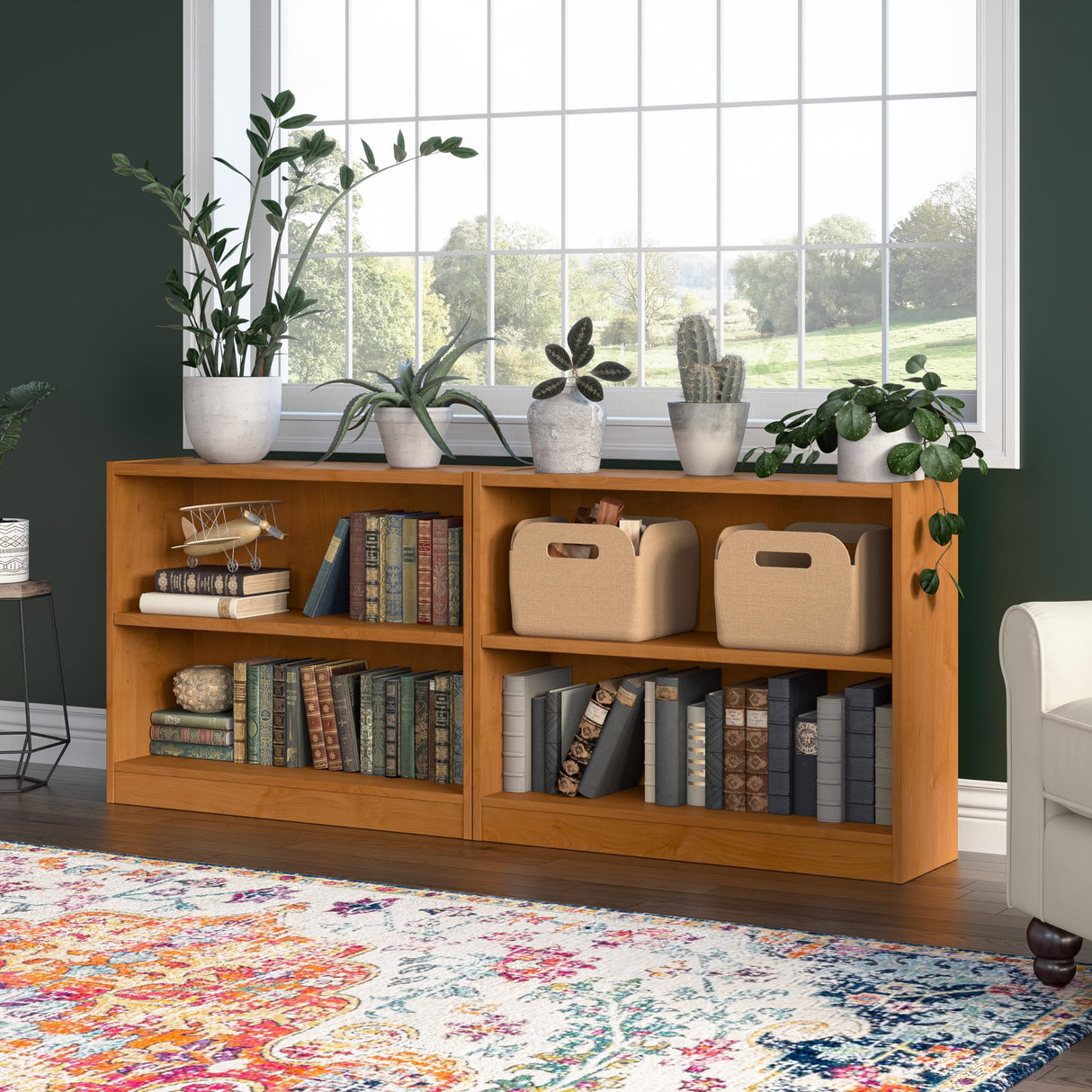 Bush Furniture Universal Small 2 Shelf Bookcase - Natural Cherry Finish Bush Business Furniture