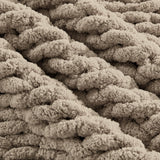 Carriediosa Chunky Knit Throw Blanket 50" X 60", 100% Hand Made Large Chenille Loop Yarn Soft Fluffy Throws for Couch Sofa Bed, Big Crochet Cozy Heavy Thick Cable Woven Blankets, Taupe Carriediosa