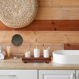 Acacia Wood Pedestal Soap Stand 9.8x4 Inches, 100% Solid Wood Riser, Rustic Candle Plant Holder, Soap Dish Holder Decor, Display Rectangular Tray for Kitchen Bathroom Counter Sink Farmhouse Decor Demigo