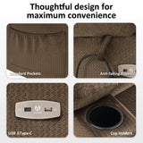 MCombo Dual Motor Power Lift Recliner Chair with Massage and Heat for Elderly People, Infinite Position, USB Ports, Cup Holders, Fabric 7679 (Medium, Brown) MCombo