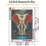 WGSMGL 5D Diamond Art Set, Elephant for Adult Beginners, DIY Full Round Diamond Diamond Painting Set, Diamond Dot Gem Art Crystal Easy Elephant Painting, Home Wall Decoration 12X16 Inch WGSMGL