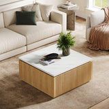 Tribesigns 31.5" Square Coffee Table, Modern Wood Center Table Cocktail Furniture for Living Room, White & Brown Tribesigns