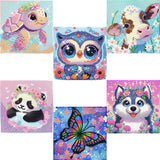6 Pack 5D Cartoon Diamond Painting Kits for Kids, Cute Animals Diamond Art Kits for Kids Beginners, DIY Kids' Mosaic Kits Gem Art Dots Crafts for Girls Boys Ages 6-8-9-10-12, Home Wall Decor 6X6 Inch KINPLUB