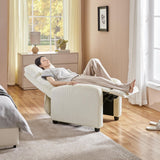 Topeakmart Corduroy Recliner Sofa Mid-Century Recliner Chair Single Reclining Chair Upholstered Sofa for Living Room Bedroom Home Theater Beige Topeakmart