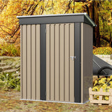 JUMMICO Metal Outdoor Storage Shed 5 x 3 FT Metal Shed with Lockable Door,Waterproof Garden Tool Shed Storage House for Backyard Patio Lawn, Brown JUMMICO