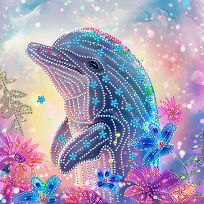 SKRYUIE DIY Diamond Art Kits for Adults Dolphin Special Shape - 5D Diamond Painting Kits for Adults Animal - Crystal Embroidery Cross Stitch - Craft for Wall & Office Decor 12 x 12 Inch c5