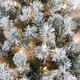 Yaheetech 7.5ft Pre-lit Snow Flocked Pencil Christmas Tree Kingswood Fir Hinged Slim Skinny Corner Xmas Tree with 350 Incandescent Warm White Lights & 1086 Snow Branch Tips, White Yaheetech