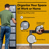 Fedmax Locker Storage Cabinet - 6 Metal Wall Lockers for School, Gym, Home, Office Employee Lock Box, 71 Inches High - Black/Grey Fedmax