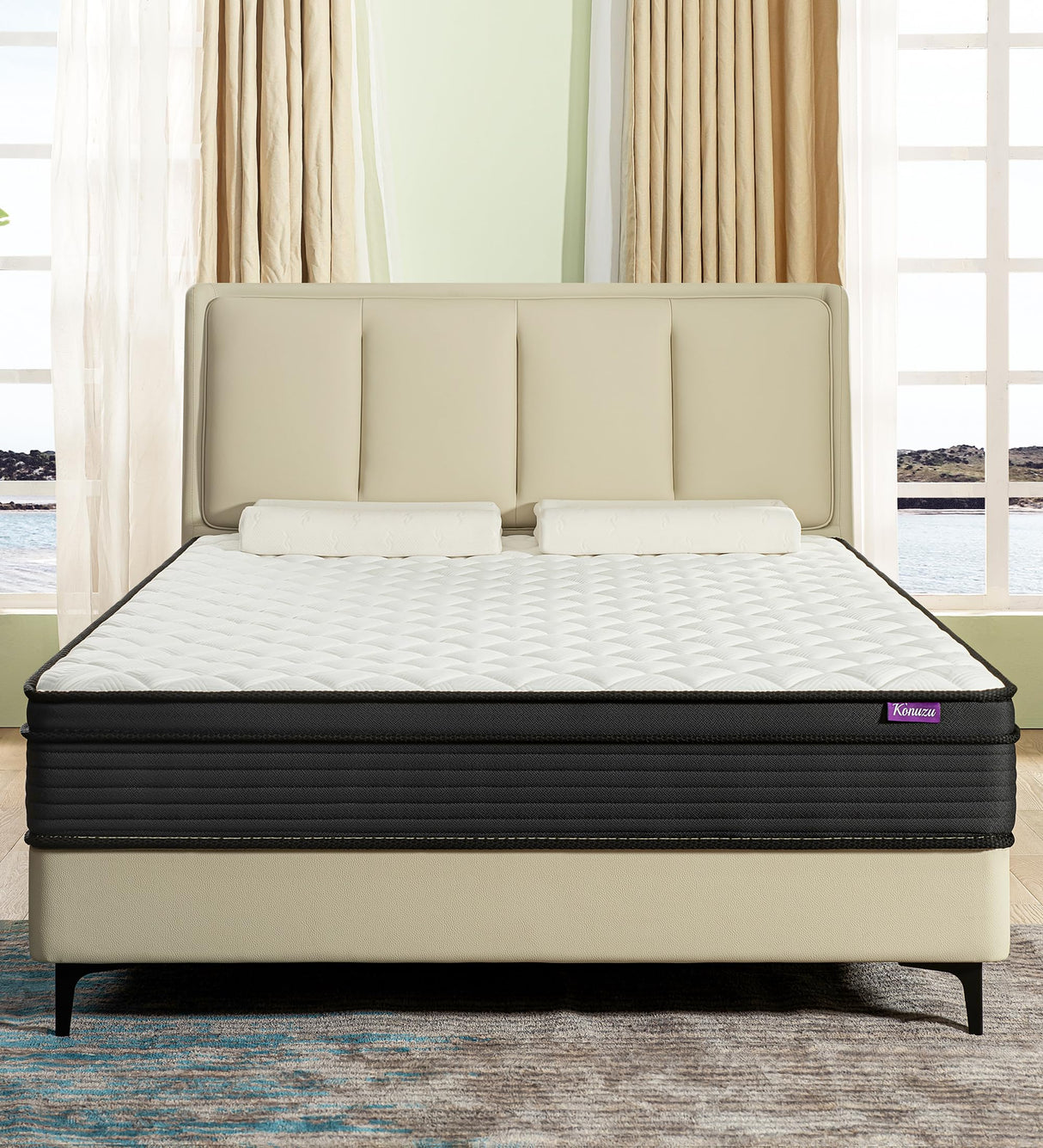 Konuzu Queen Size Mattress,10 Inch Memory Foam Hybrid Queen Bed Mattresses in a Box Individual Pocket Spring Breathable Comfortable for Pressure Relief. Konuzu