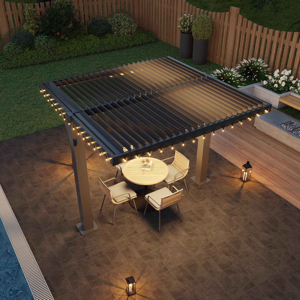 MELLCOM Louvered Pergola 10x10, Outdoor Shade Structure with 6" Aluminum Posts, Modern Aluminum Pergola with Adjustable Roof, Hardtop Gazebo Carport for Patio MELLCOM