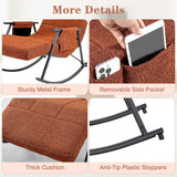 VECELO High Back Nursery Rocking Chair with Foot Rest, Teddy Upholstered Reclining Glider Rocker, Comfy Armchair Padded Seat Removable Side Pockets for Living Room, Bedroom, Balcony VECELO