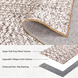 ROYHOME 8x10 Area Rug Machine Washable Rug for Living Room Print Braided Accent Rug Stain Resistant Non-Slip Carpet Farmhouse Solid Printed Textured Floor Cover for Home Decor, Beige/Grey ROYHOME