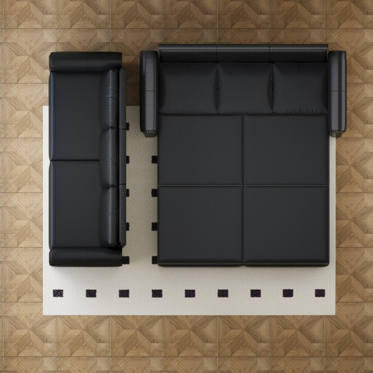 Ball & Cast 3-in-1 Convertible Sleeper Sofa Bed,93.7" King Pull Out Couch Bed with Nailhead Trim & Rolled Arm,Faux Leather Loveseat Sofa Couches for Living Room,Black Ball & Cast