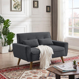 Enobala 49" Small Loveseat Sofa, 2 Seat Mid Century Love Seat Couch with Throw Pillows for Living Room, Apartment, Bedroom and Small Spaces Enobala