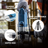 DongCheng Hammer Drill 6A,1/2 Inch Keyed Chuck, 0-3000 RPM/45000 BPM Impact Drill with 15PCS Drilling Bits for Concrete，Metal & Wood, DZJ05-13 Dong Cheng