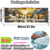 Yomiie Large Diamond Art Kits for Adults, Horse Animals Diamond Painting Art Sunset Landscape Full Round Drill Kits, Embroidery Rhinestone Diamond Crystal Craft Canvas Home Wall Decor 31.5x11.81 inch Yomiie