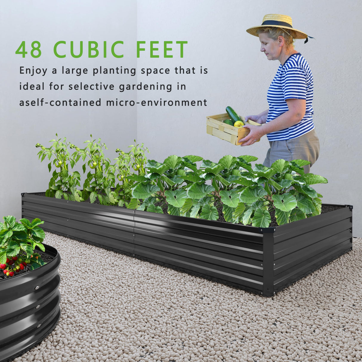 DIIYIV 2PCS 12x4x1FT Galvanized Raised Garden Bed Kit,Vegetable Boxes-Rectangle Metal Flower Box,Large Planter Raised Beds Outdoor Garden for Planting,Fruit,Herb-Black DIIYIV