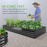 DIIYIV 2PCS 12x4x1FT Galvanized Raised Garden Bed Kit,Vegetable Boxes-Rectangle Metal Flower Box,Large Planter Raised Beds Outdoor Garden for Planting,Fruit,Herb-Black DIIYIV