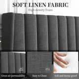 Yaheetech Dark Gray Upholstered King Bed Frame with Wing Design and Wooden Slat Support Yaheetech