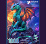 Prime Time Puzzles 1000 Piece Jigsaw Puzzle for Adults - Fantasy Dragon Under The Moonlight - Challenging Puzzle Perfect for Game Nights - 1000 Piece Puzzle for Adults. 20x27 inches (Dragon Eclipse) Prime TIme Puzzles