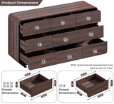Standifurno 9 Drawer Double Dresser for Bedroom, Modern Curved Wood Chest Drawers of Handleless, Large Storage Dresser Bedroom, Living Room, Entryway, Walnut Standifurno